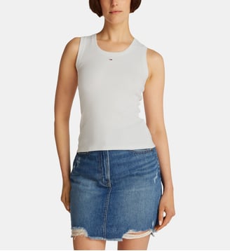 Débardeur ajusté coton stretch côtelé - Tommy Hilfiger - Écru