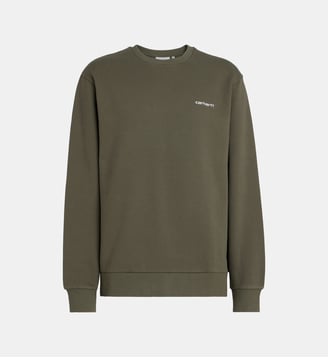 Sweat droit signature brodée coton - Carhartt WIP - Vert feuille