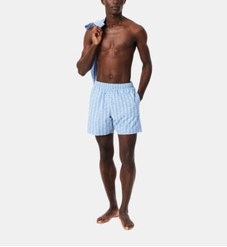 Short de bain droit monogrammes avec suspensoir - Lacoste - Bleu clair