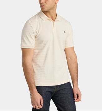 Polo droit à rayures armures - Gant - Crème
