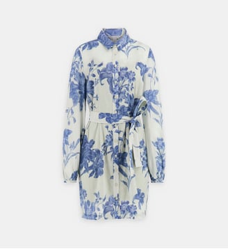 Robe chemise droite à motif - Guess - Blanc et bleu