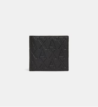 Portefeuille Barcelona grainé monogrammé - Armani Exchange - Black