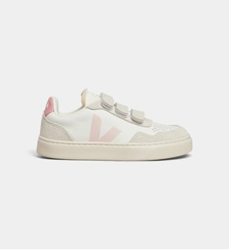Baskets basses Small V-90 O.T cuir - Veja - Blanc et rose