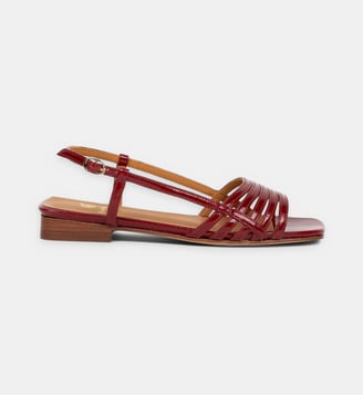 Sandales plates Diana en cuir  - Bobbies - Rouge