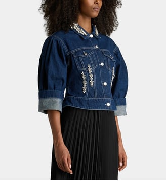 Veste jean courte strass - Simone Rocha - Bleu brut