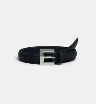Ceinture fine Nicola en cuir bombé - Anine Bing - Noir