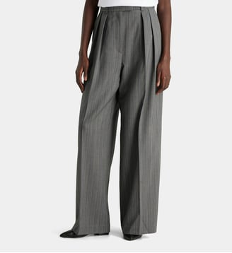 Pantalon tailleur oversized à pinces Lou laine - Anine Bing - Gris
