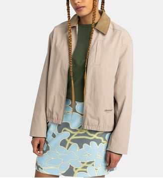 Veste droite Stand col velours - Element - Beige