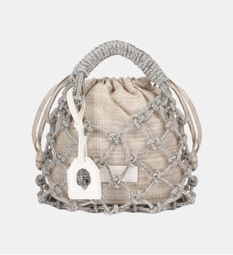 Sac seau en toile - Kurt Geiger London - Beige et argent