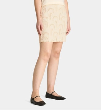 Jupe Destiny droite et courte en coton - Galeries Lafayette - Écru