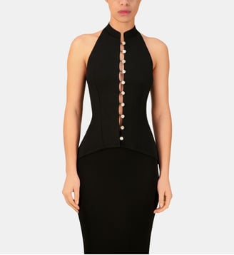 Top ajusté dos-nu Modjolokia bijoux maille - La Galpa - Noir