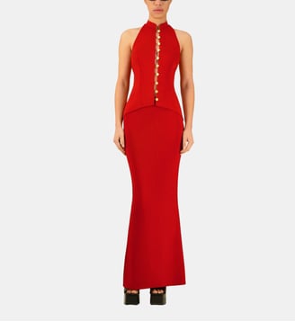 Top ajusté dos-nu Modjolokia bijoux maille - La Galpa - Rouge