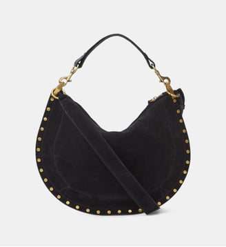 Sac à main Oskan Soft Zip en cuir de veau velours - Isabel Marant - Noir