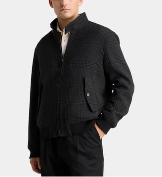Blouson Rariwool carreaux court en laine recyclée - Galeries Lafayette - Gris anthracite