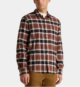 Chemise droite Risheck 4 à carreaux en coton - Galeries Lafayette - Marron et écru