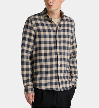 Chemise droite Risheck 3 à carreaux en coton - Galeries Lafayette - Gris et bleu