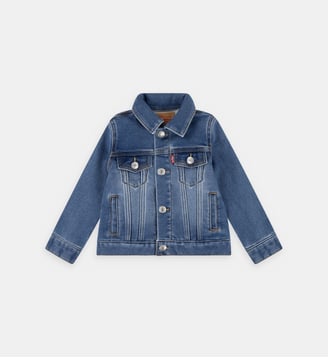 Veste courte droite coton denim délavé - Levi's Kids - Bleu foncé