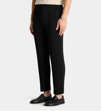 Pantalon droit rayé - HOMME PLISSÉ ISSEY MIYAKE - Noir