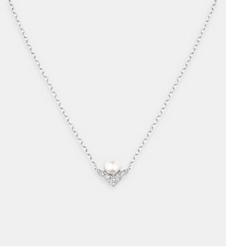 Chaine en or blanc avec pendentif perle et diamants - Chaumet - Or blanc