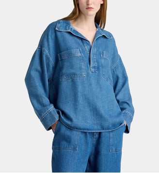 Blouse confort en denim - The New Society - Bleu denim