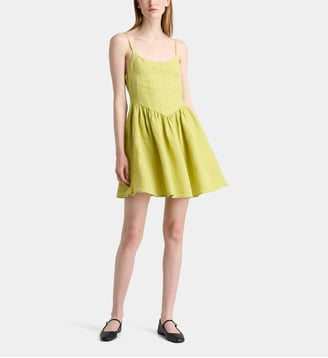 Robe courte Hera lin - The New Society - Vert anis