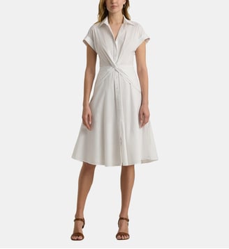 Robe chemise midi Cian en coton mélangé - Lauren Ralph Lauren - Blanc