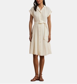 Robe chemise courte Yaralle en crêpe - Lauren Ralph Lauren - Écru