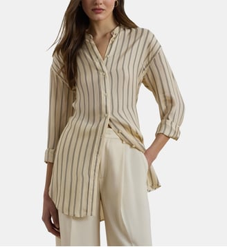 Chemise longue Radella à rayures - Lauren Ralph Lauren - Beige