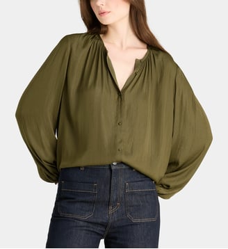 Blouse Danube Satl ample à manches longues - Galeries Lafayette - Olive