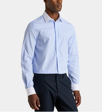 Chemise droite Hraycr à rayures en coton - Galeries Lafayette - Bleu clair