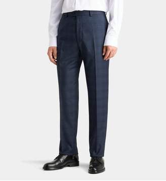 Pantalon de costume droit Vone carreaux en laine - Comptoir GL - Bleu