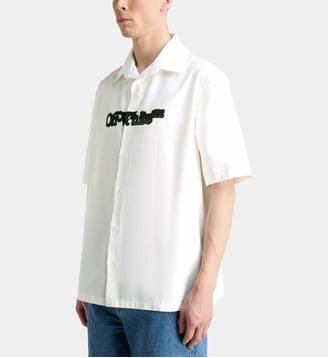 Chemise bowling oversized logo effet spray coton - Off White - Blanc