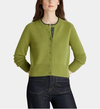 Cardigan droit court Dali en laine - Galeries Lafayette - Vert gazon