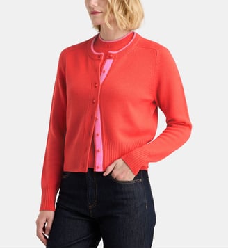 Cardigan droit court Dali en laine - Galeries Lafayette - Rouge fluo