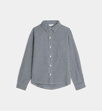 Chemise Matekid Vichy droite à carreaux en coton bio - Cadet Rousselle - Écru et bleu