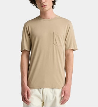 t-shirt droit uni poche - Officine Générale - Beige