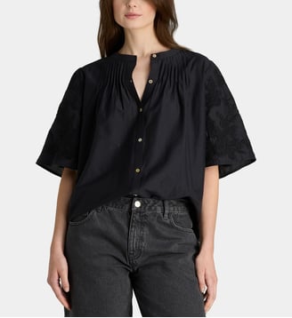 Top Damas ample en coton - Galeries Lafayette - Gris foncé