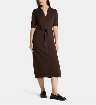 Robe midi Nya Polo Dress droite ceinture - Galeries Lafayette - Marron chocolat