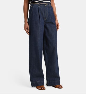 Jean Mouffa large à pinces en denim - Jodhpur - Bleu jean foncé