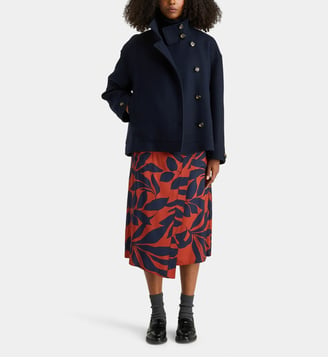 Manteau ample court Minami en laine - Jodhpur - Bleu marine