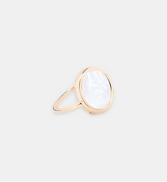 Bague en or rose et nacre blanche - Ginette Ny - Blanc