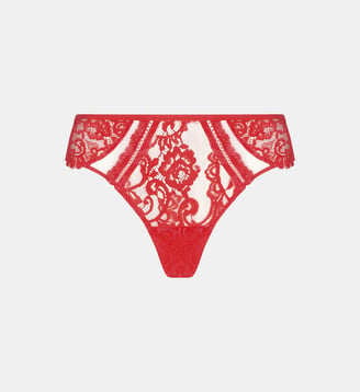 Tanga Désirs de Venise à motifs fleuris brodés - Lise Charmel - Rouge