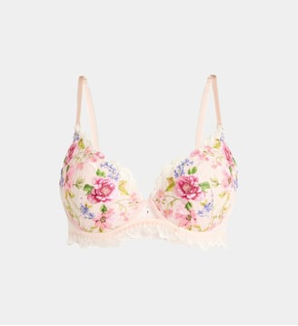Soutien-gorge Libertine en Fleurs coques à motif fleuri brodé - Lise Charmel - Rose clair