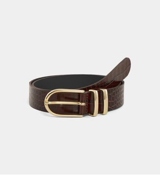 Ceinture Hiesty façon croco cuir - Galeries Lafayette - Marron foncé