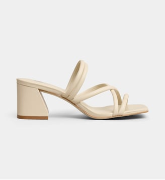 Mules Via à talons cuir  - Galeries Lafayette - Écru