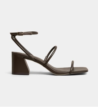 Sandales Vera à talon cuir - Galeries Lafayette - Marron