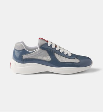 Baskets basses America’s Cup en cuir verni et tissu technique - Prada - Bleu