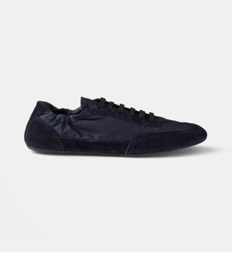 Baskets basses Collapse en Re-Nylon et cuir - Prada - Bleu foncé