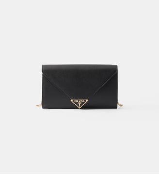 Sac pochette en cuir signature - Prada - Noir