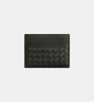 Porte-cartes en cuir tressé - Bottega Veneta - Kaki